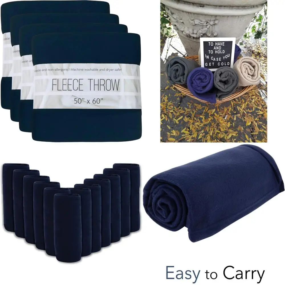 

Fleece Throw Blankets 50x60 - Bulk Pack for Wedding Favors, Homeless Shelters, Home, Office, Pet Use, and Comfort