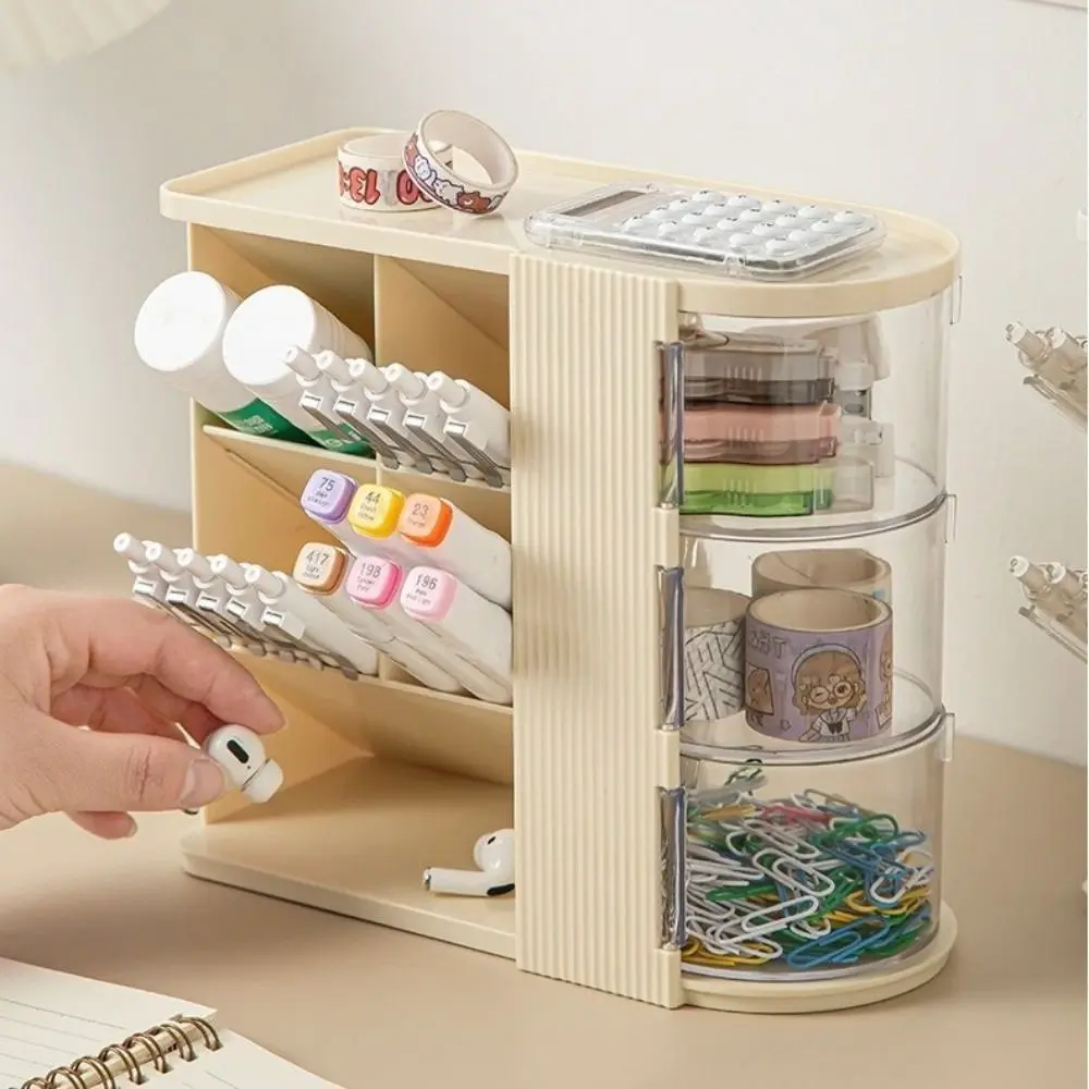 

Multi-Layer Stationery Storage Box Drawer Style Multi-Function Student Pen Holder Organizer Large Capacity Clear