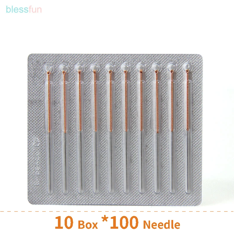 1000 Pcs Copper Spring Handle Copper Handle Disposable Acupuncture Needle Sterilze Beauty Needle all size