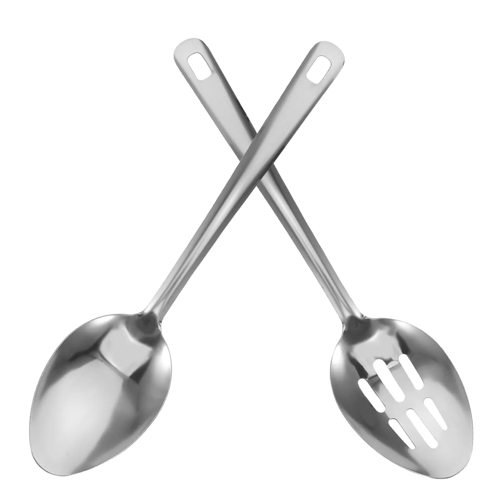 

Набор кухонных принадлежностей из нержавеющей стали, 2 шт.: ложка-шумовка с длинной ручкой и ложка для пасты/супа