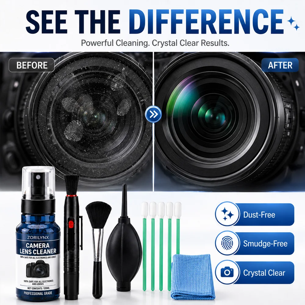 Professional Camera Cleaning Kit Lens Sensor Cleaner Air Blower Brush Swab Cloth for DSLR Canon Nikon Sony PC Dust Remover - view 3