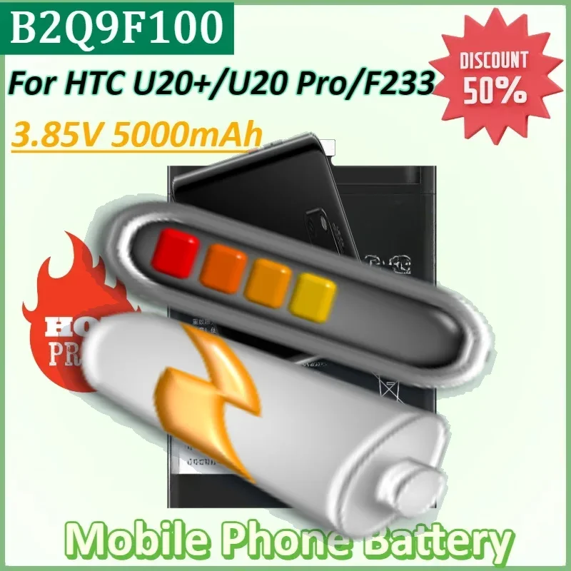 

B2Q9F100 3.85V 5000mAh Mobile Phone Battery for HTC Desire 20pro 5G F233 U20 High Quality Replacement Batteries