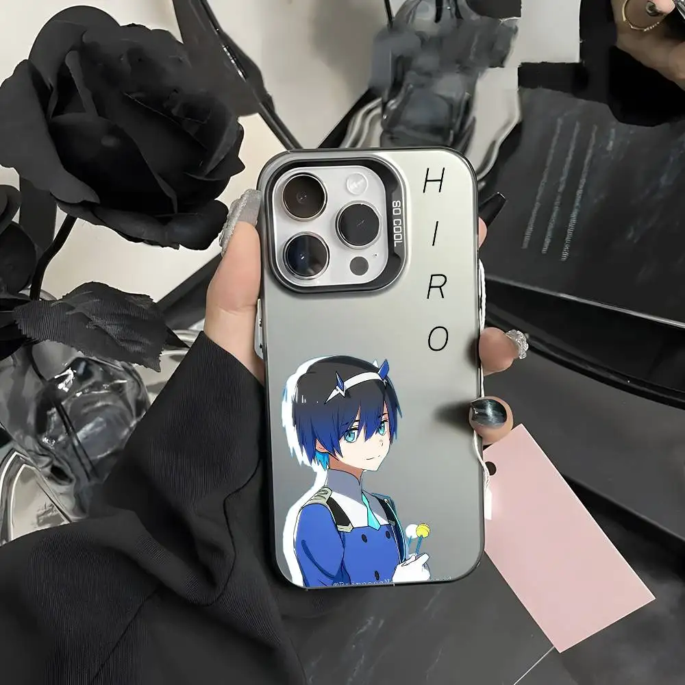 Anime d-darling no franxxs caso de telefone para iphone 17 16 15 14 13 12 11 pro max ar multicolorido fosco laser aurora funda