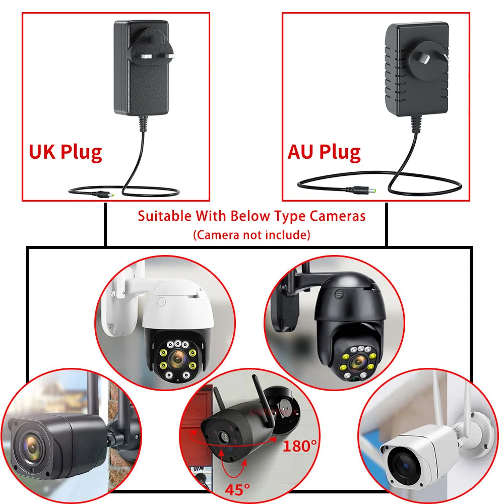 Adaptador da câmera de aszhonga ac 100-240v para o uso do adaptador da fonte de alimentação do cctv do reino unido da c.c. 12v 2a para a câmera ótica do ip do zumbido de camhi 5x