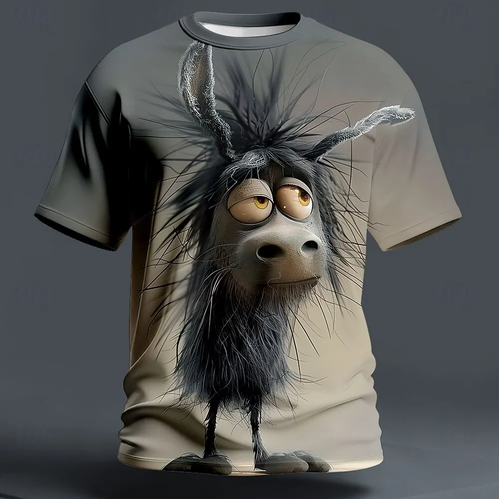 

Funny 3D Animal Print Men's T Shirt Casual O-neck Short Sleeve Top Cartoon Animal Pattern Fashion Trend Pullover Loose Men Tees