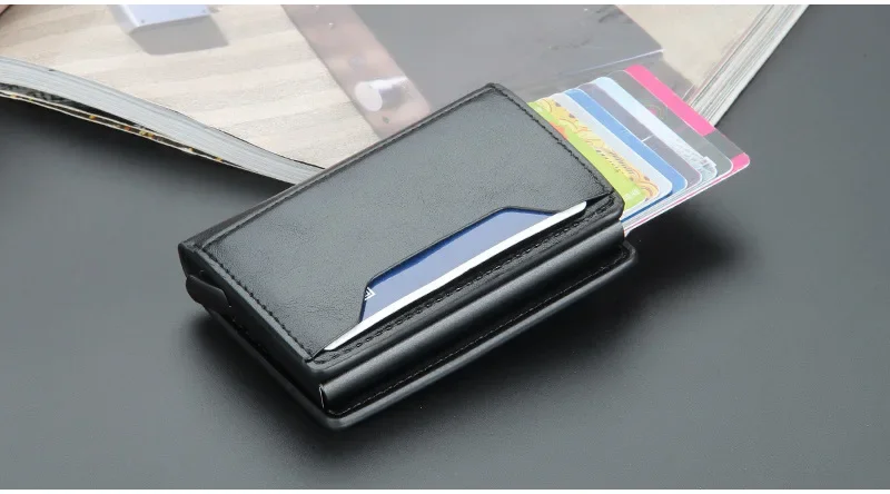 Business Magnetic Card Solt Case for Magsafe Functions Phone Case Card Holder Wallet Luxury PU Leather Men Slim Purses Pocket
