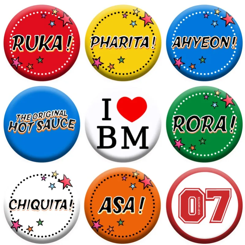

KPOP Babymonster HOT SAUCE Album POP UP Tinplate Badge Pin Ahyeon Pharita Chiquita Fashion Brooches Fans Bag Clothes Accessories