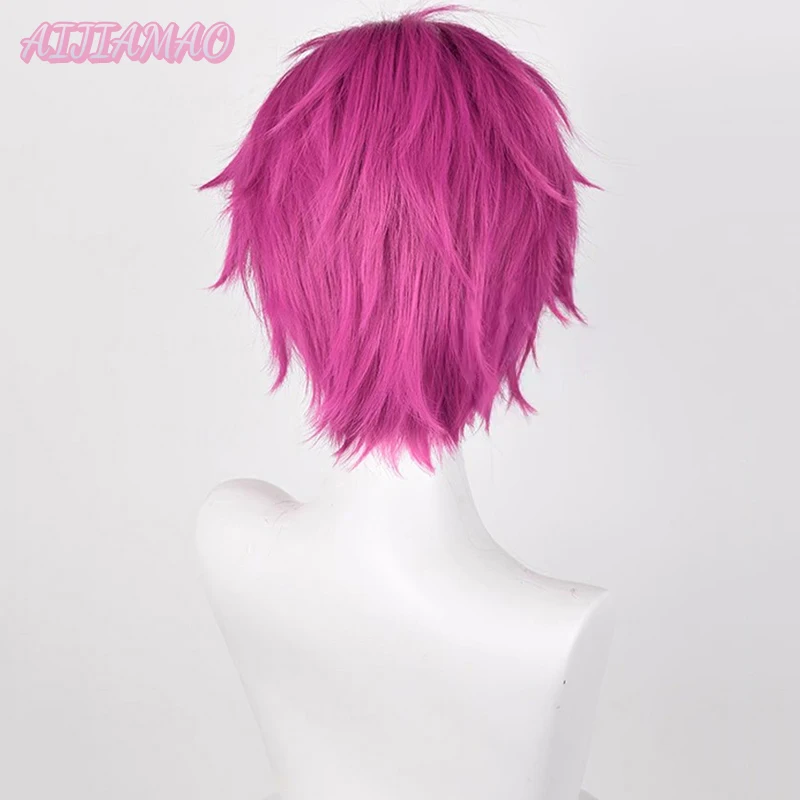 New! Saiki Kusuo Cosplay Wig Anime The Disastrous Life of Saiki K 30cm Rose Red Wig Heat Resistant Synthetic Cosplay Anime Wigs