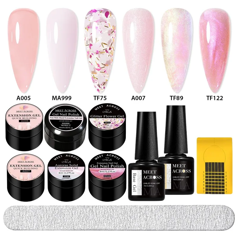 11pcs Round Box Extension Gel Nail Polish Set With Quick Building Complete Tools Nail Art Decorations Nail Extension Supplies