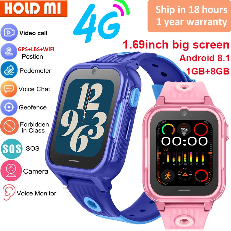 

4G Smart Watch Kids GPS WIFI Video Call SOS APP Download Child Smartwatch Camera Monitor Tracker Location Phone Watch Boys Girls