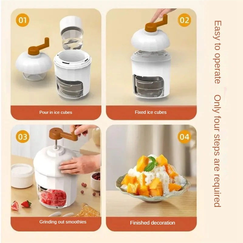 アイスクラッシャー手動ロータリーアイスクラッシャー小型手動シェービング製氷機家庭用キッチンハンドヘルドスノークラッシャーa83x