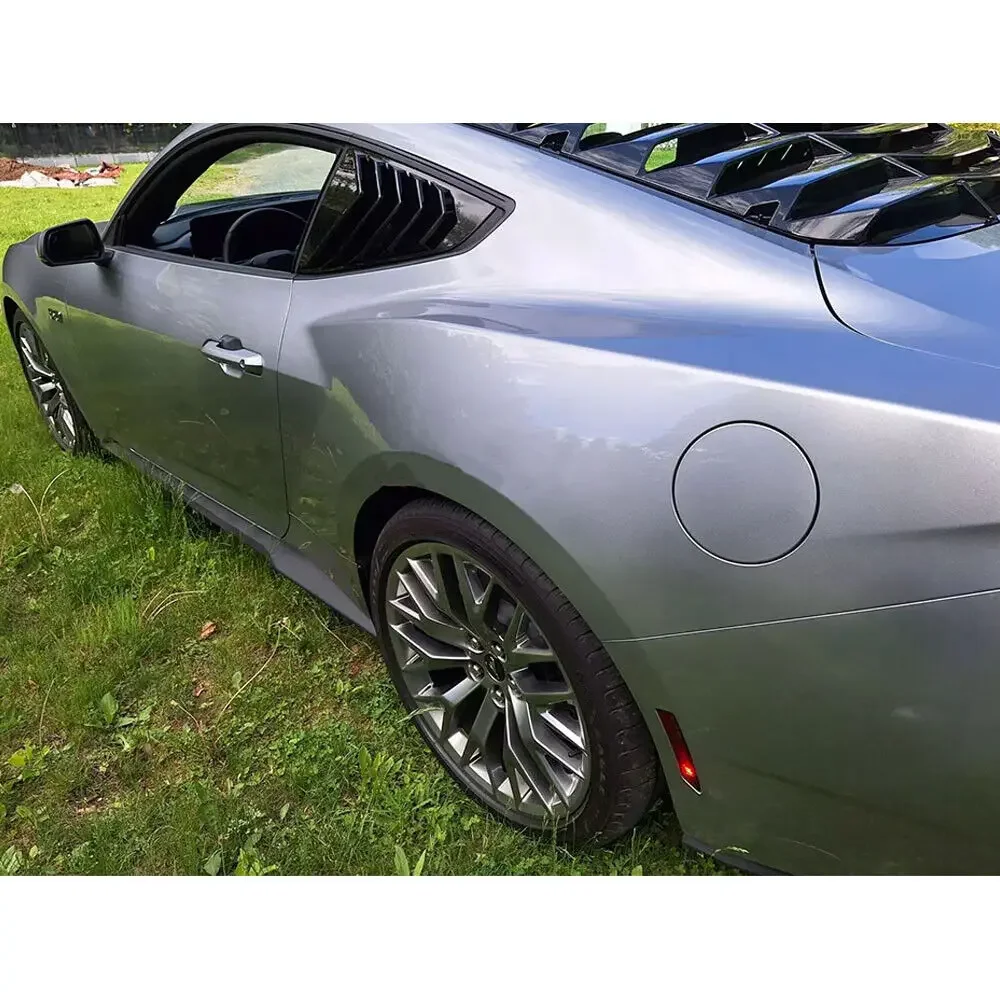 For Ford Mustang 2024 2025 Car Rear Louver Window Side Shutter Cover Trim Sticker Vent Scoop ABS Carbon Fiber Black Accessories