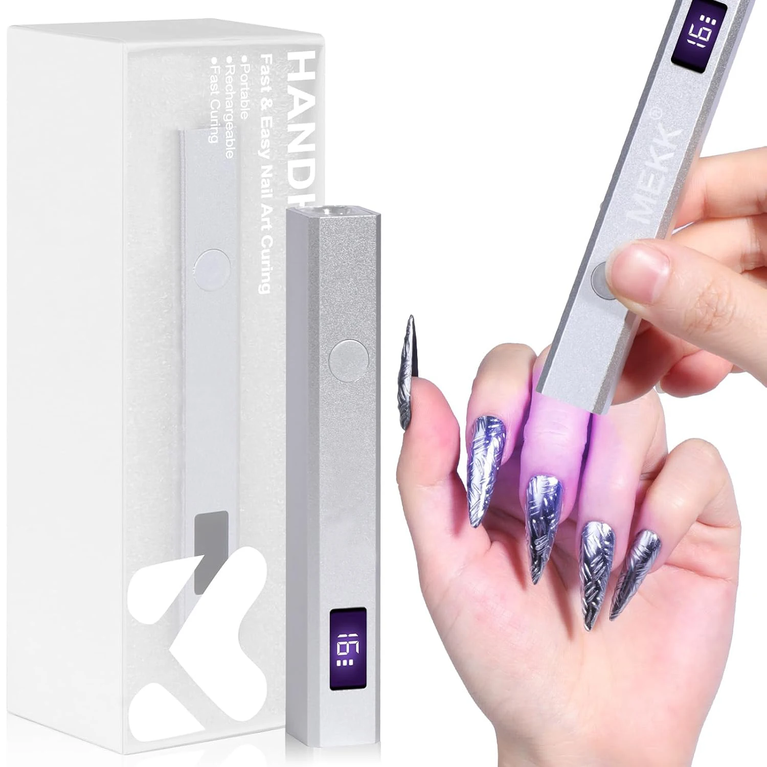 

Rechargeable Metal Mini Gel Nail Lamp - Handheld UV/LED Curing Light with One-Touch Drying