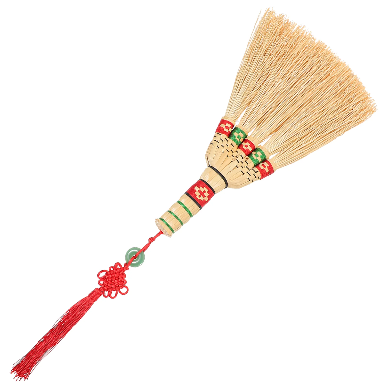 

Chinese Style Woven Bed Broom Home Desktop Dust Brush Short Handle Broom for Home corn broom hand broom