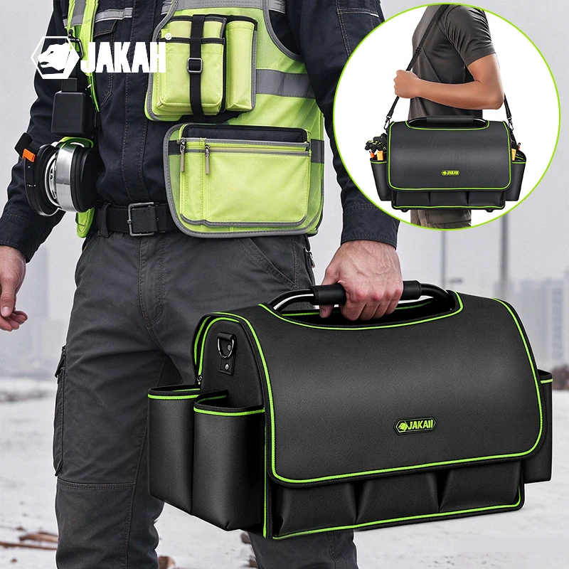 Jakah 17 inch Foldable Tool Bag Handbag Shoulder Bag Tool Organizer Storage Bag 600D Large Big Mouth Bag