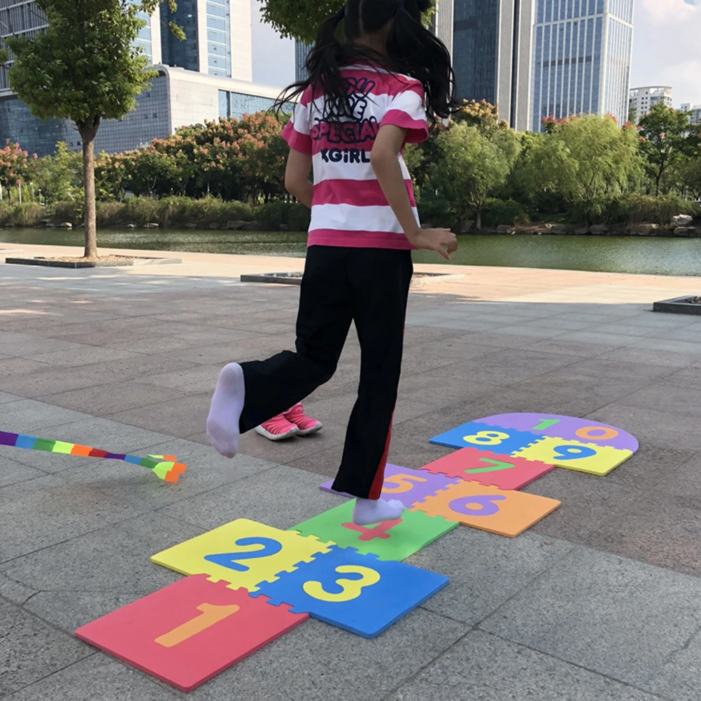 ZK20 Children Giant Hopscotch Mat Game Kids Soft EVA Foam Interlocking Tiles Indoor Outdoor Garden Family Game Toys