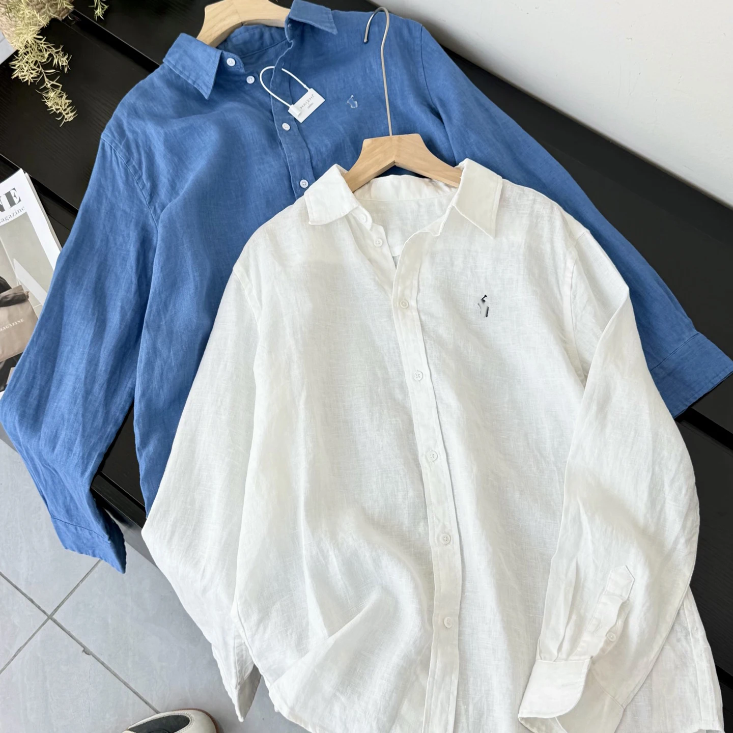 

Elegant American Style Embroidered Collar Shirt Women's Fashion Classic Flip Collar Long Sleeve Shirt Autumn New Arrival