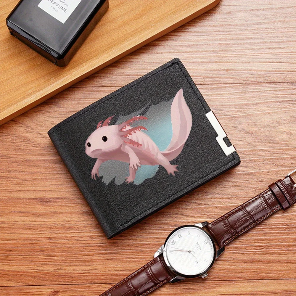 Pink axolotl amphibian illustration water Men's Wallet Printing Design Simple Modern Stylish Business Father's Boyfriend's Chris