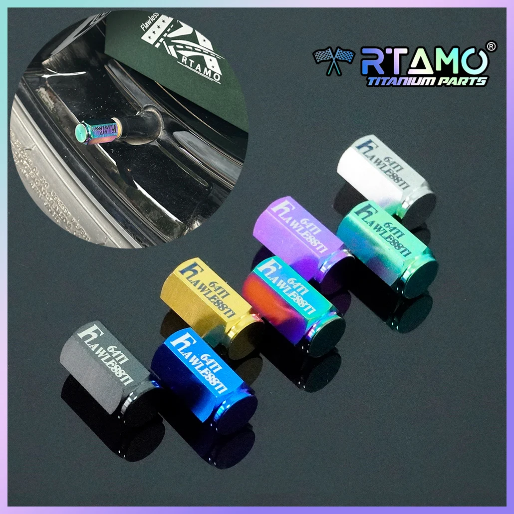 RTAMO 4Pcs Titanium Alloy Tire Valve Caps Car Tyre Rim Stem Covers Dust Proof Decorative Car Motorbike Universal