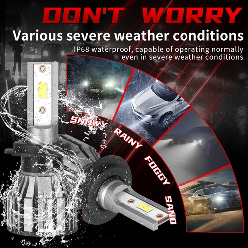 Imagen 2 del producto 2 uds H7 H4 bombillas LED para faros de coche H1 H11 HB3 9005 HB4 9006 9012 75W6000K luces antiniebla LED de haz alto y bajo luces automáticas 12V