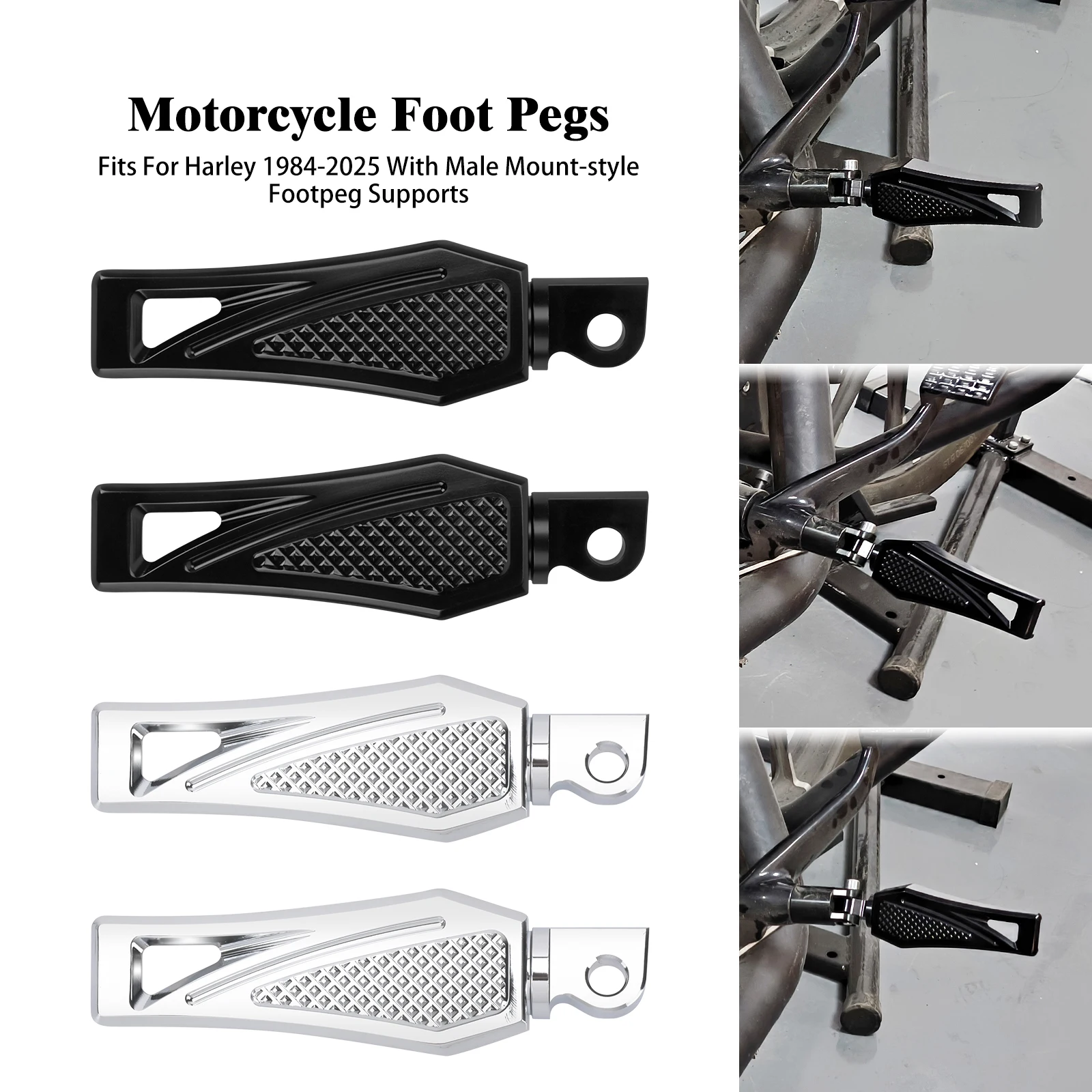 

Motorcycle Rear Footrest Male Mount Footpegs Passenger Pedals For Harley Sportster XL Touring Road Street Glide Softail FL Dyna