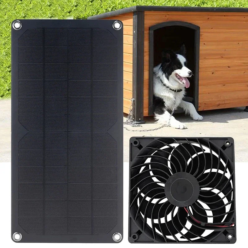 Solar Fan for Dog Chicken House 30W Monocrystalline Solar Panel Charge 12V Mini Cooling Ventilator Solar Exhaust Fan 12cm