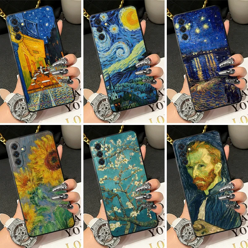 Soft Silicone Phone Case for Samsung A17 A16 A15 A14 A13 Van Gogh Oil Painting Aesthetics Shell A57 A56 A55 A54 A53 A37 A36 A27