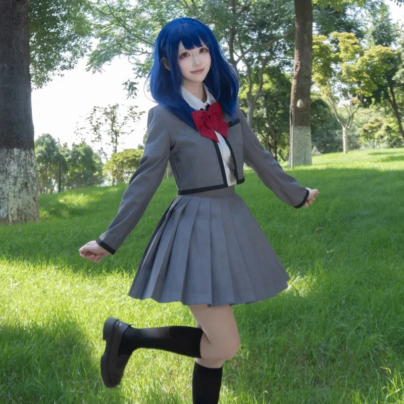 

Japanese School Jk Uniform Anime Aijō Karen Cosplay Costume Grey Coat Shirt Skirt Set for Women Halloween Party Cos Outfit