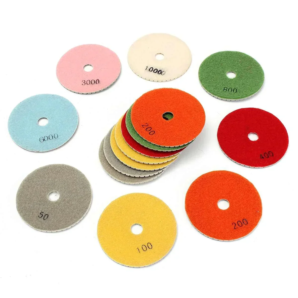 

For Granite Concrete Stone Marble Polishing Use Grinding Discs Set 16pcs Polishing Pads Diamond Kit Wet/Dry 4 inch 100mm