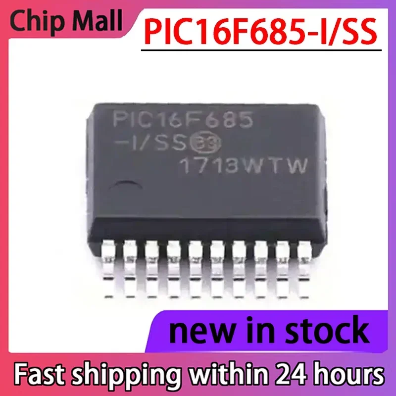 Original PIC16F685-I/SS PIC16F685 8-bit Microcontroller Chip SSOP-20 Packaging