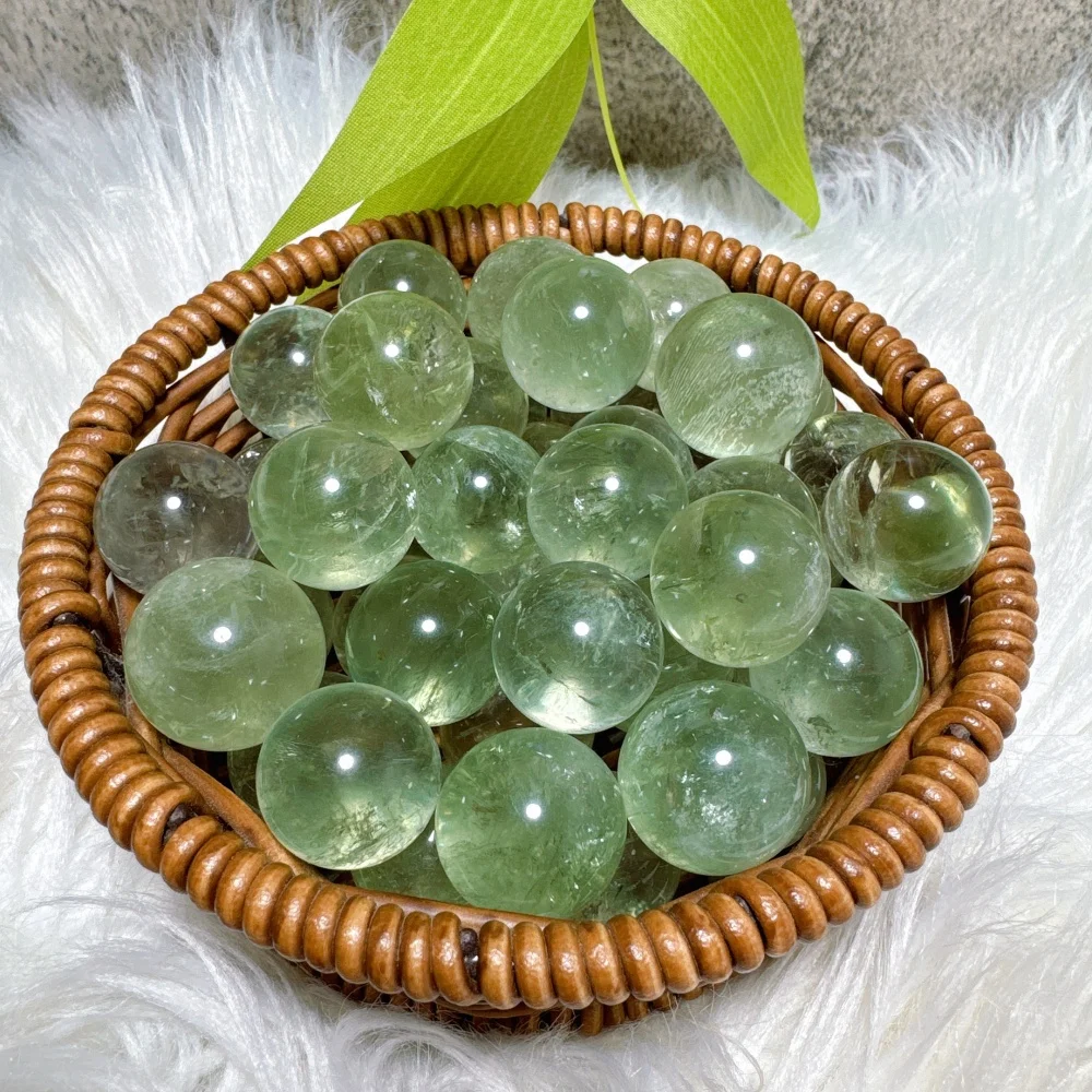 Random 1PC Prasiolite Stone Green Crystal Sphere Rainbow  High Quality Natural Healing Gemstones Home Decor  Decoration Mineral