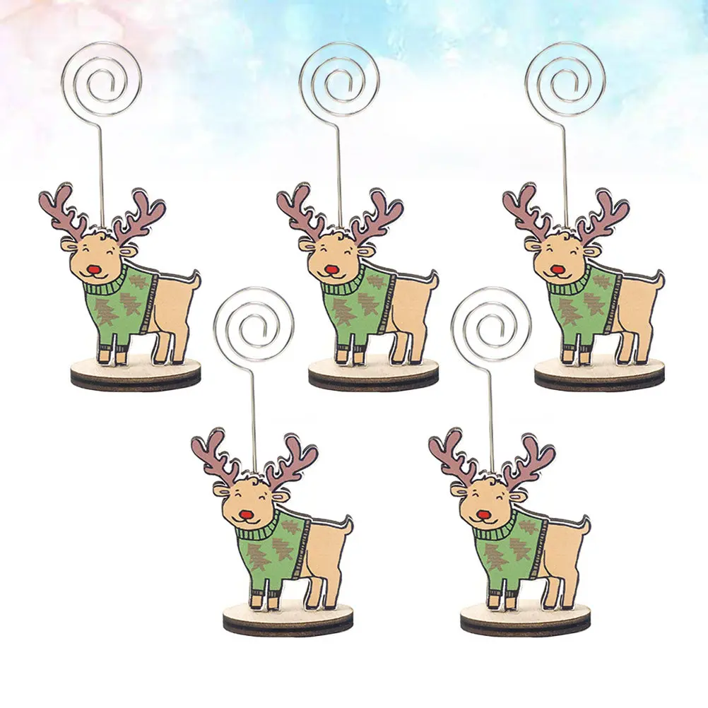 5 Pcs Clothes Pin Picture Displays Folders Note Card Holder Desktop Message Clip Chiristmas Clips Christams