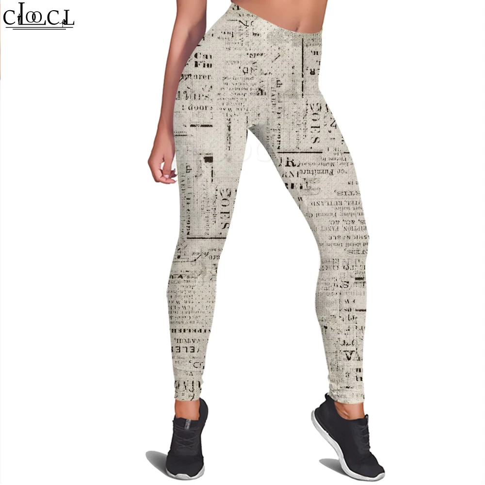 CLOOCL Novità alla moda Pantaloni da allenamento Donna Legging senza cuciture Modello Stampa di giornali Pantaloni Legins Abbigliamento