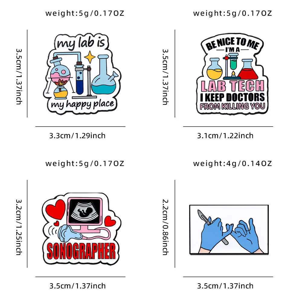 4 قطعة مختبرتي هي مكان سعيد المينا مجموعة دبابيس سونوغرافر الصيدلي شارة طبية مجوهرات هدية للأطباء الطلاب تذكارية #5