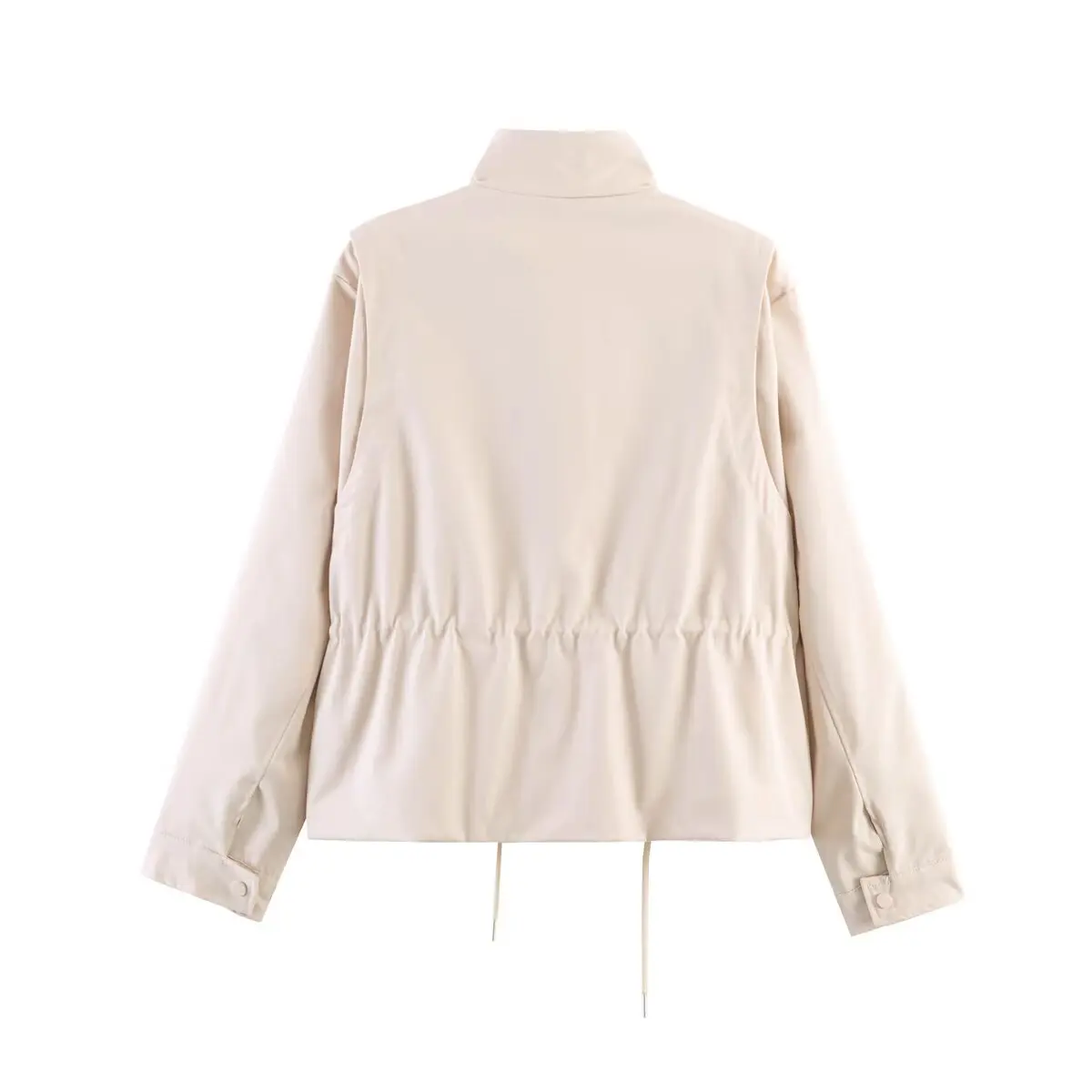 TFMLN Damen Hochkragen-Jacke mit Kordelzug, Langarm-Crop-Mantel, Frühjahr 2026, Lässige Oberbekleidung, Vielseitiger Minimalistischer Damenmantel – Detail 5