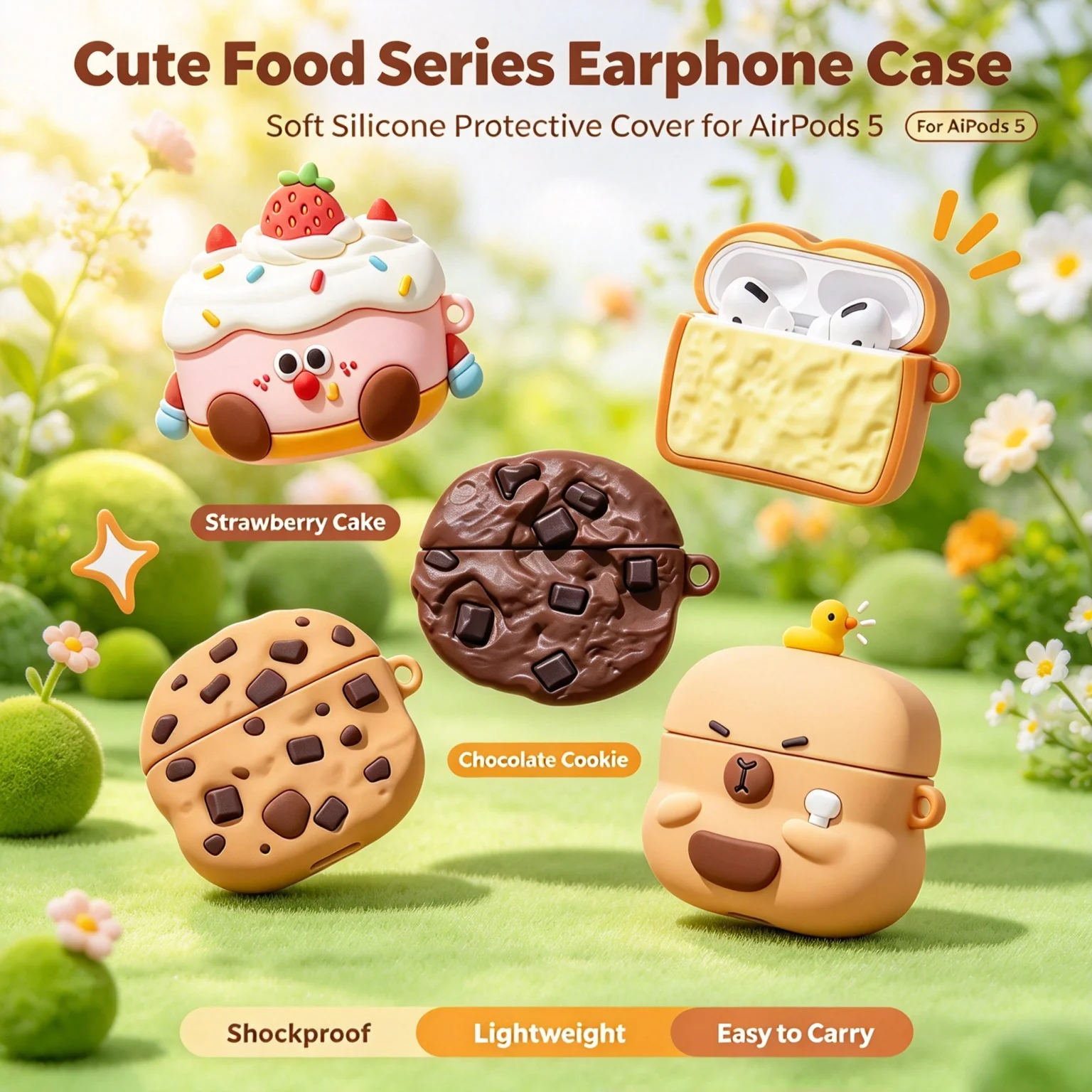 3D Chocolate Cookie Bread Case for AirPods Pro 2 3 5 4 1 2 Cute Cartoon Silicone Soft Protective Earphone Cover