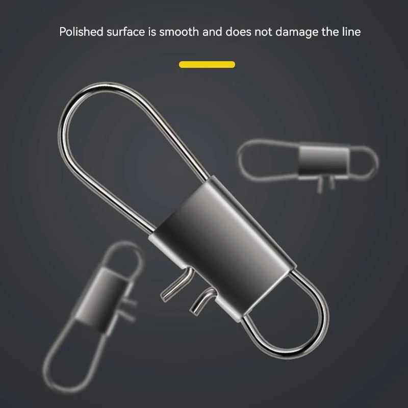 PRO BEROS 50Pcs High Strength Fishing Snap Clip Interlock Stainless Steel Safety Snaps Quick Change for Saltwater Freshwater