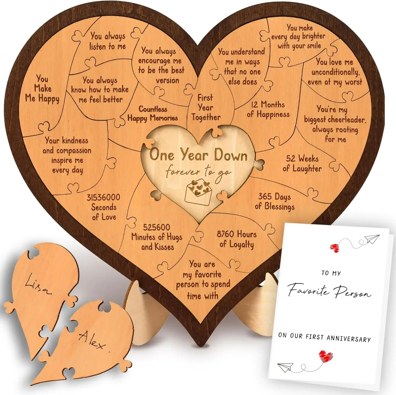 

1 Year Anniversary Wood Gifts for Boyfriend One Year Anniversary Wooden Wedding Gifts for Husband Wife Girlfriend Valentine Day