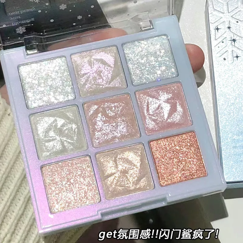 

Snowflake Nine-Color Eye Shadow Plate Pearlescent Flash Pink Shiny Crystal Student Price Eye Shadow Plateins