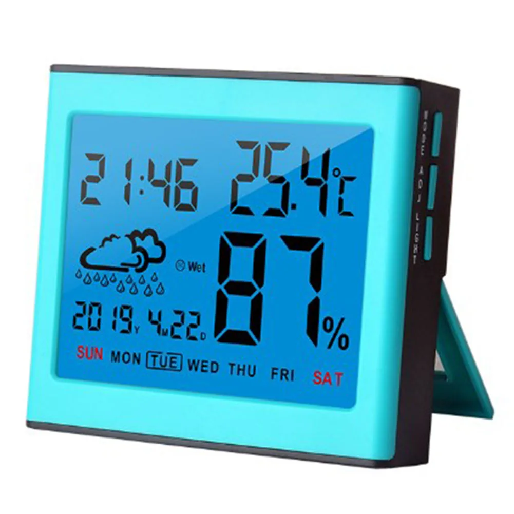 Alarm Clock Hygrometer Electronic Thermometer Compact Design Humidity Range 10 -99 RH LED Backlight Display For Indoor Use