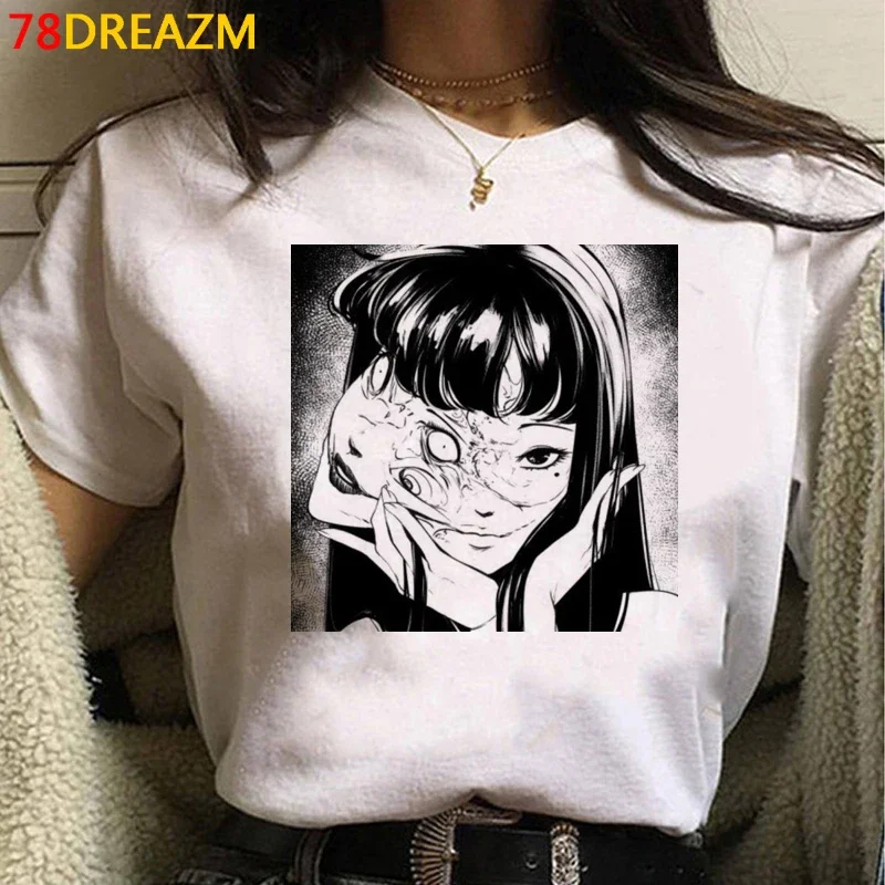 Japanese Manga Junji Ito T Shirt Men Summer Top Horror Anime Tshirt Tomie Shintaro Kago Girl Graphic Tees Cartoon Tshirt Male