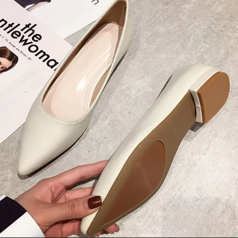 low heel winter dress shoes for women Women's 3cm Low Heel Pointed Toe Pumps Slip-On