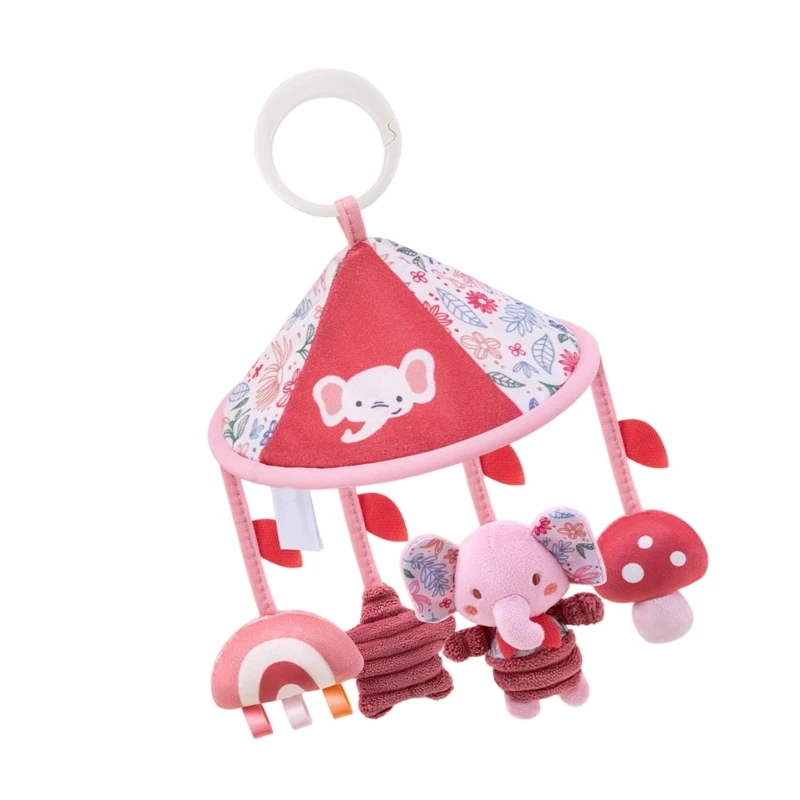 Carrinho pelúcia animal pendurado chocalho cama sino adorável animal mordedor brinquedo para o bebê 15ub