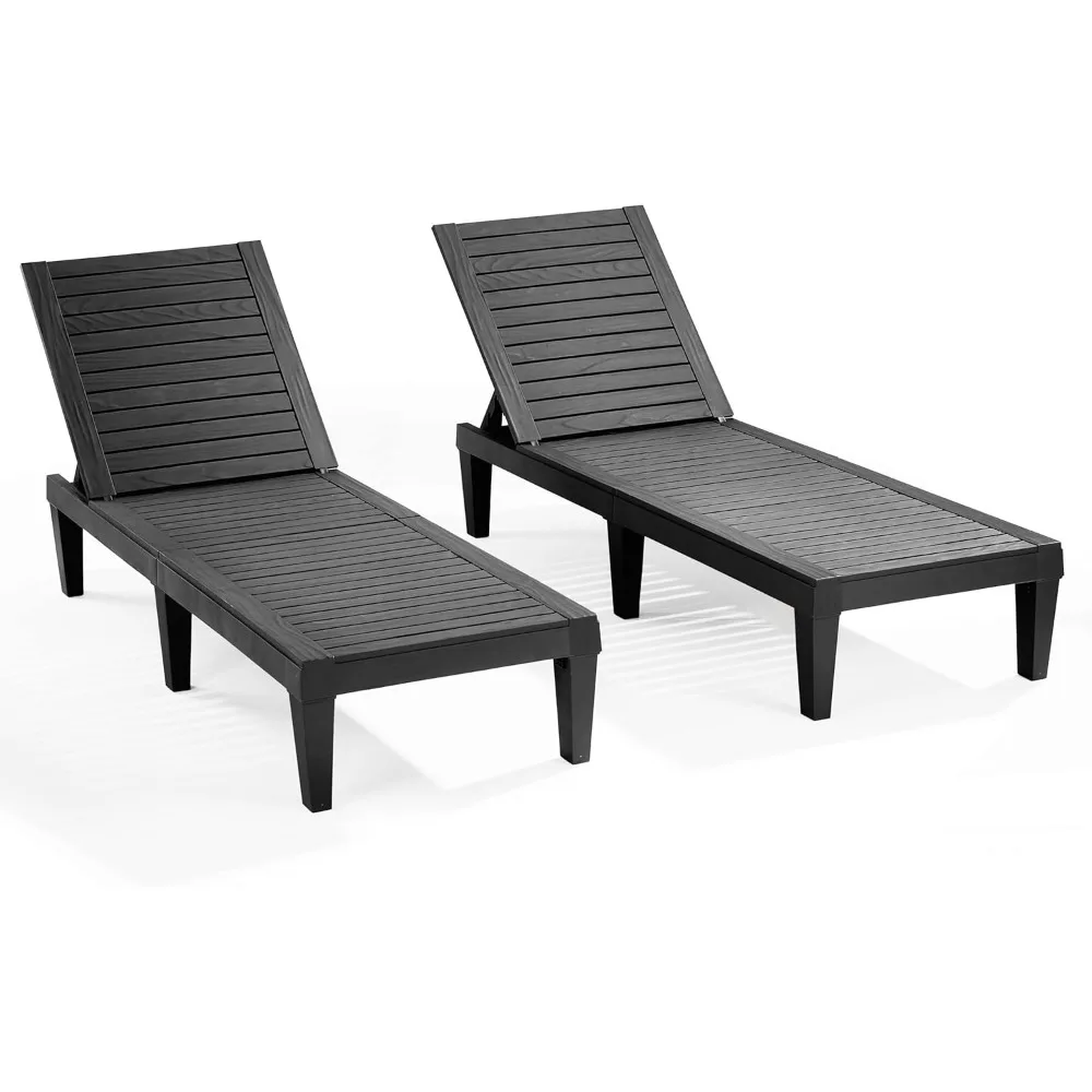 

Patio Chairs - Black Chaise Lounge Chair Outdoor, 5-position Adjustable Sun Tanning Chair, Waterproof Pool Lounge Chairs