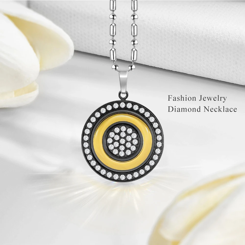 NANTII Luxury Pendant Healing Balance Necklace for Women Premium Titanium Steel Carbon Fiber 53PCS Diamond Fashion Jewelry Gift