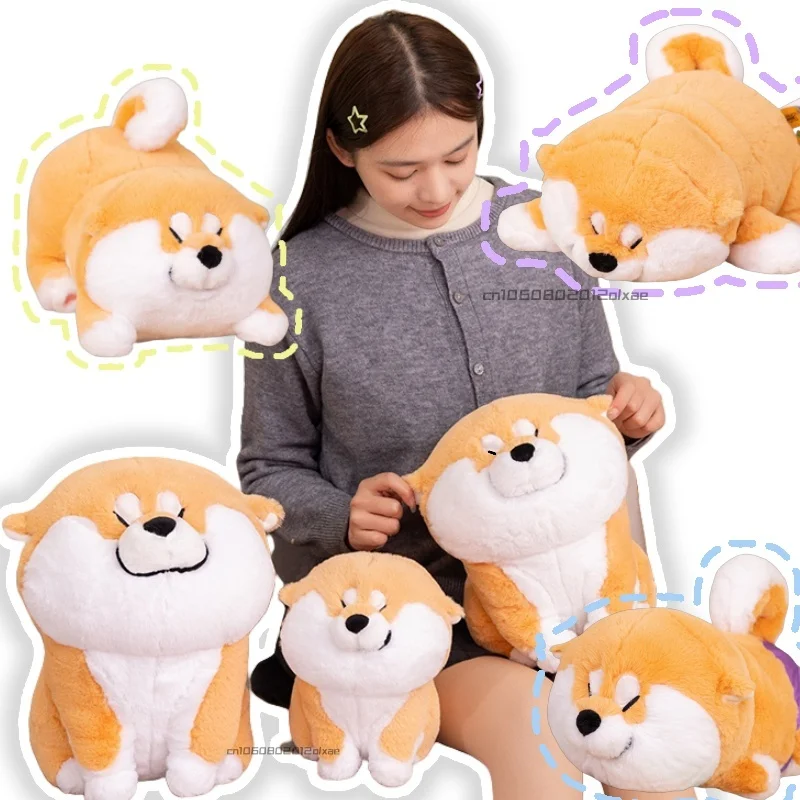 Soft Smile Face Japan Shiba Inu Dog Stuffed Animals Plushie Lying Puppy Toy Hug Throw Pillow Nap Sleep Bed Decor Gift For Boy