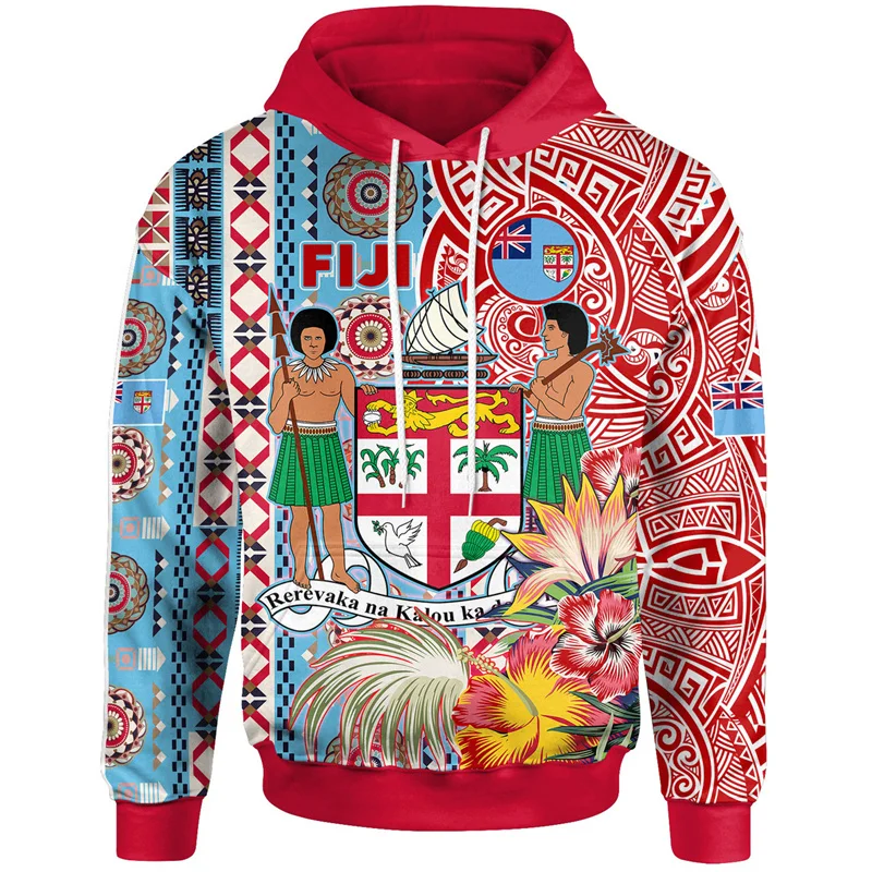 3D Print Fiji Independence 1970 Tapa Style Polynesian Hoodies For Men Fashion Streetwear Cool Hoodie Hooded Sweatshirts Clothes