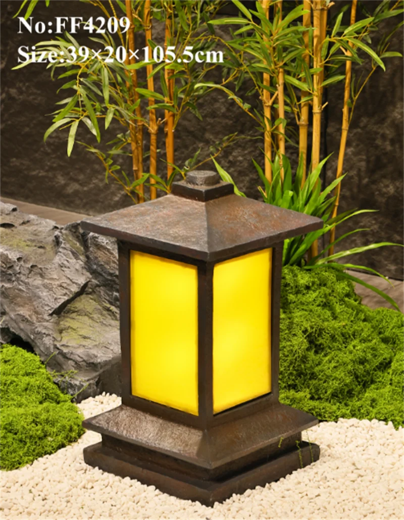 Wholesale Outdoor Waterproof Garden Lights Flame Design Fiberglass Material for Pathway Yard Villa Decoration