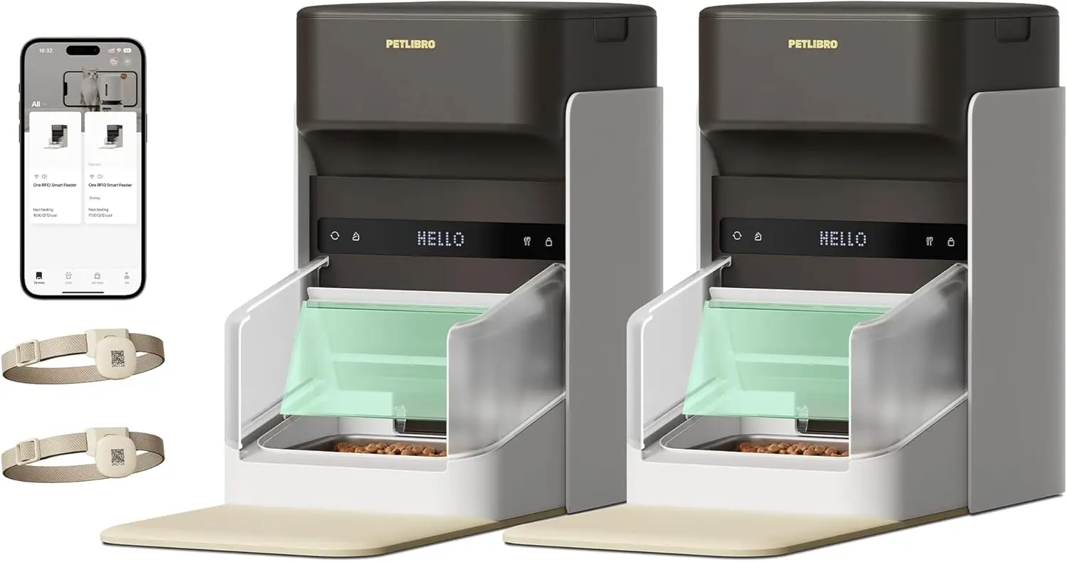

Автоматическая кормушка для кошек PETLIBRO RFID для 2 кошек, персональная еда с активацией ошейника, программируемый дозатор пищевых продуктов с Wi-Fi 5G и 2,4G для