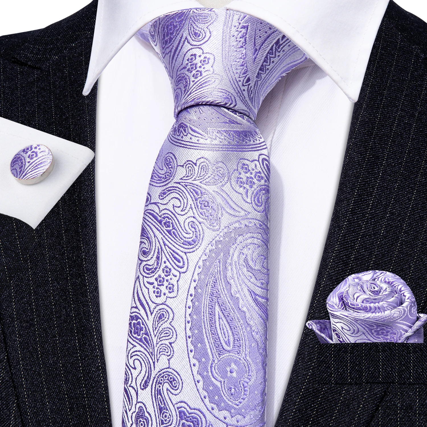 Erra. Wang-Ensemble de boutons de manchette Hanky InjMen, motif floral cachemire, différentes couleurs, cravate de la présidence pour mariage